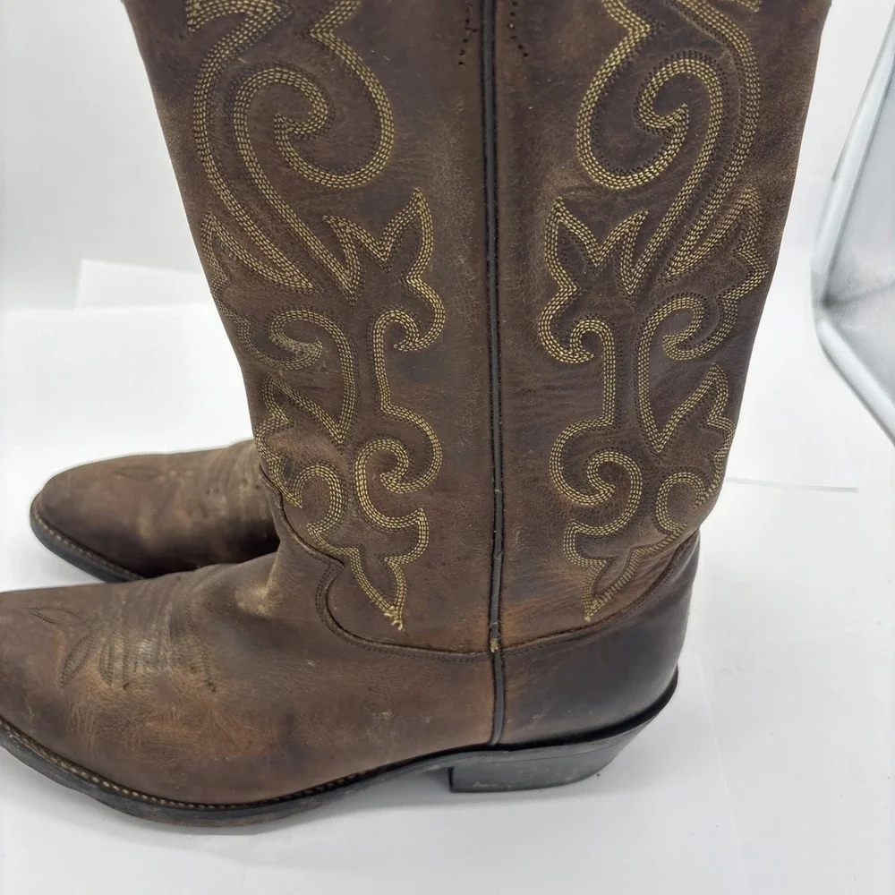 Justin Brown Embroidered Cowboy  Festival Boots Size 5.5 Mexican Men's 6.5/7